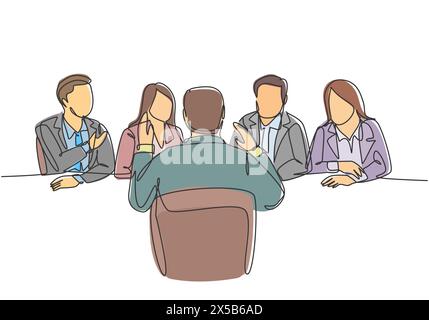 Business illustration of a man being interviewed by recruiter ...