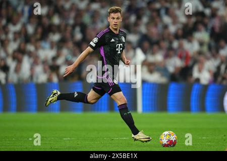 Madrid, Spain. 08th May, 2024. Joshua Kimmich of Bayern Munchen during the UEFA Champions League match, Semi-finals, 2nd leg, between Real Madrid and FC Bayern Munchen played at Santiago Bernabeu Stadium on May 8, 2024 in Madrid Spain. (Photo by Sergio Ruiz/PRESSINPHOTO) Credit: PRESSINPHOTO SPORTS AGENCY/Alamy Live News Stock Photo