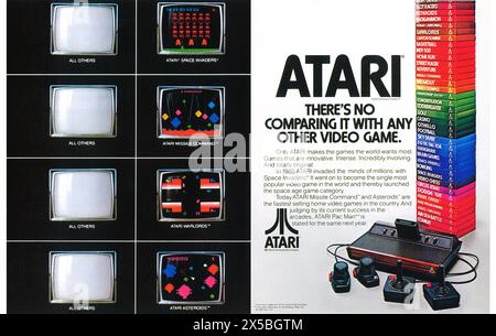 1981 Atari 2600 Console Video Game System Ad Stock Photo