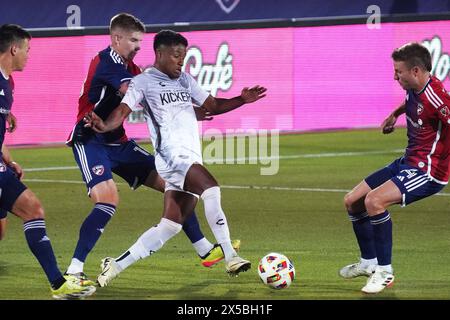 Frisco, United States. 07th May, 2024. Marlon Santos #11 of Memphis 901 FC dribbles the ball during 2024 Lamar Hunt US Open Cup match round of 32 between FC Dallas and Memphis 901 FC at Toyota Stadium. Dallas beat Memphis 1-0. on May 7, 2024 in Frisco, Texas. (Photo by Javier Vicencio/Eyepix Group/Sipa USA) Credit: Sipa USA/Alamy Live News Stock Photo