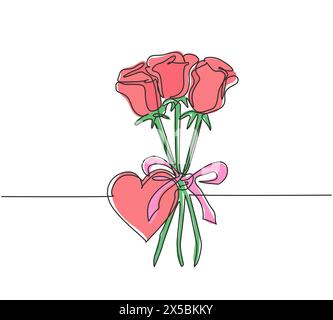 Flower heart Symbol of love One line Stock Vector Image & Art - Alamy