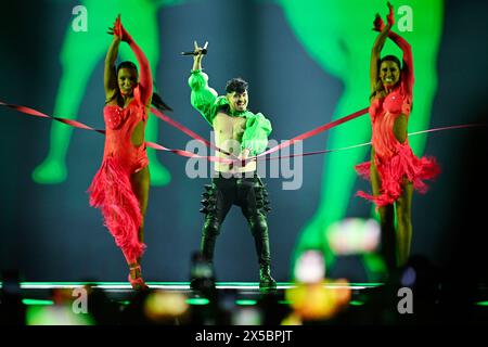 Käärijä who represented Finland 2023 performs as an interlude during the second dress rehearsal ahead of the second semi-final of the 68th edition of the Eurovision Song Contest (ESC) at Malmö Arena, in Malmö, Sweden, Wednesday, May 08, 2024.Photo: Jessica Gow/TT/Code 10070 Credit: TT News Agency/Alamy Live News Stock Photo