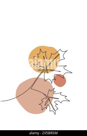 One line continuous canadian maple leaf symbol concept. Silhouette ...