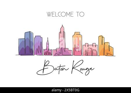 One single line drawing of Baton Rouge city skyline, Louisiana ...