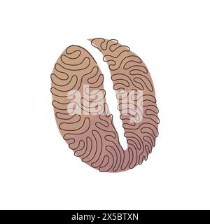 Continuous one line drawing whole healthy organic coffee bean for restaurant logo identity. Fresh aromatic seed concept for coffee shop icon. Swirl cu Stock Vector