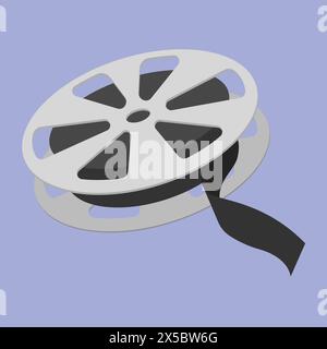 Movie film reel icon vector. Movie film reel strip vintage illustration vector illustration Stock Vector