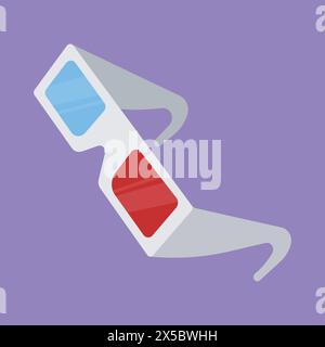 3d movie glasses vector icon. 3d red blue cinema glasses illustration. 3d movie specs Stock Vector