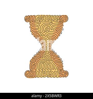 Single one line drawing hourglass flat icon. Outline symbol for website or mobile app. Sand watch thin line for design logo. Swirl curl style. Continu Stock Vector