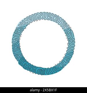 Single continuous line drawing flat design circle icon. Black geometric shape. Modern round object. Circles symbol logo. Swirl curl circle background Stock Vector