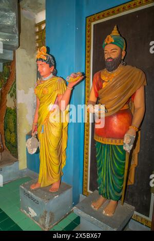 Balapitya Purana Viharay, Sri Lanka. 07. 02. 2023 Sri Pushparama temple interior. figures depicting entire history Buddha, starting from birth. Stock Photo