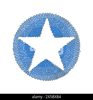 Single continuous line drawing geometric shapes, star icon. Simple line, outline vector 3d figures icons for ui and ux. Swirl curl circle background s Stock Vector