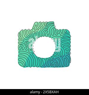 Single one line drawing camera linear icon, simple digital device flat design for app logo web website button ui ux interface. Swirl curl style. Conti Stock Vector