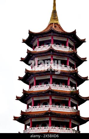 An ancient and high chinese pagoda tower in genting highlands Stock Photo