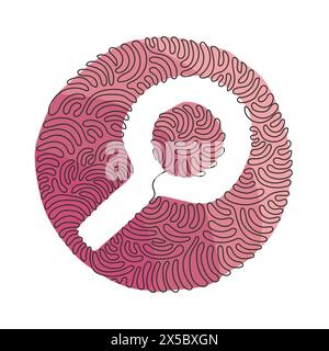 Continuous one line drawing magnifying glass or search icon. Flat magnifier for use in web design, ui, program, app, software. Swirl curl circle backg Stock Vector