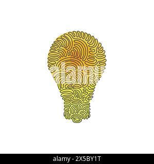 Single one line drawing light bulb icon. Single line of light bulb for business idea, brainstorm or electricity. Simple hand drawn. Swirl curl style. Stock Vector