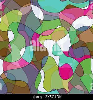 Abstract modern flat geometric liquid shape forms seamless pattern. Trendy minimal textured background with color futuristic shapes. Cover design temp Stock Photo