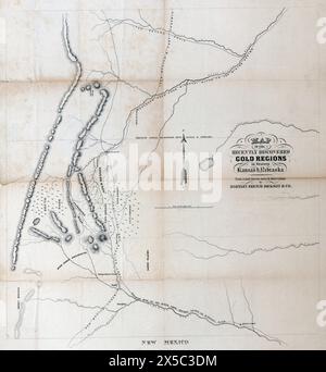 Map of the recently discovered gold regions in Western Kansas & Nebraska, 1859 Stock Photo