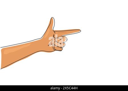 Continuous one line drawing hand making gun or weapon gesture. Hand shot sign or symbol. Nonverbal or touching hand symbol. Hand variation shape. Sing Stock Vector