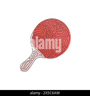 Single one line drawing ping pong paddle. Tennis game racket competition, play equipment. Table tennis handle rubber, club sporting game. Swirl curl s Stock Vector