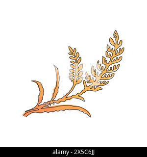 Single one line drawing wheat symbol logo template. Agriculture farm icon. Natural product grain sign. Swirl curl style concept. Modern continuous lin Stock Vector