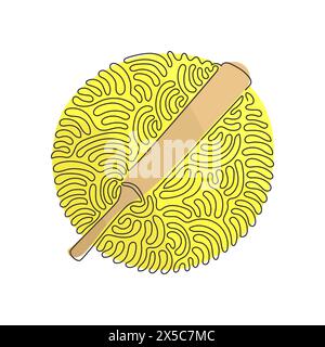 Continuous one line drawing traditional wood cricket bats. Wooden bat, game of cricket, sports equipment for cricket. Swirl curl circle background sty Stock Vector