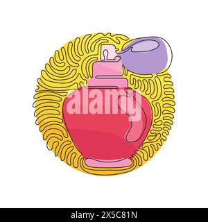 Continuous one line drawing perfume flacons and bottles. Cosmetics icons. Perfume flat design cosmetic and spa illustration. Swirl curl circle backgro Stock Vector
