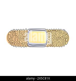 Continuous one line drawing adhesive bandage elastic medical plasters. Illustration of medical plaster, elastic bandage patch. Swirl curl style. Singl Stock Vector