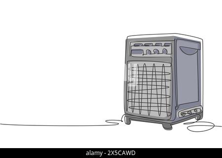 Continuous one line drawing sound system and speaker cartoon vector illustration. Music tool equipment concept. Flat cartoon style suitable for band, Stock Vector