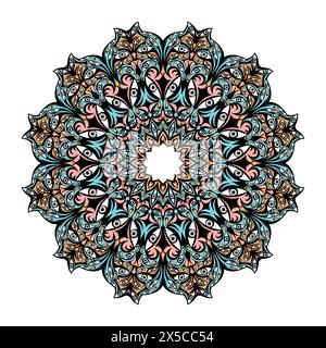 Circular Mandala Oriental Pattern, mystical mandala: a spiritual journey through colors and shapes. Inner balance, peace and serenity of a mandala. Sp Stock Vector
