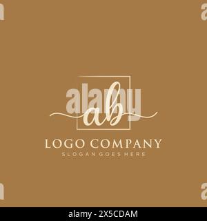 AB Initial handwriting logo with rectangle Stock Vector