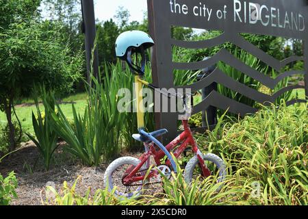 Riding a bike in Ridgeland, Mississippi. Stock Photo