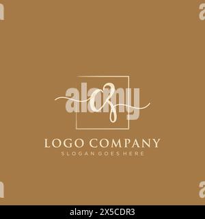 CZ Initial handwriting logo with rectangle Stock Vector