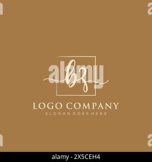 BZ Initial handwriting logo with rectangle Stock Vector