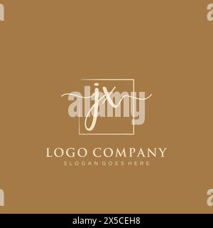 JX Initial handwriting logo with rectangle Stock Vector