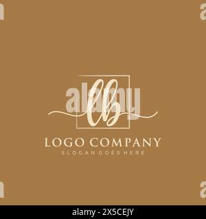 LB Initial handwriting logo with rectangle Stock Vector