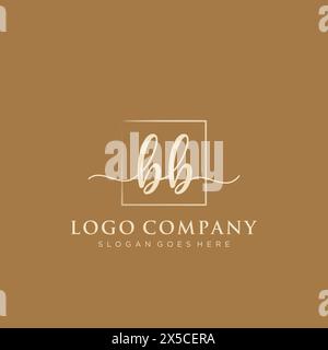 BB Initial handwriting logo with rectangle Stock Vector