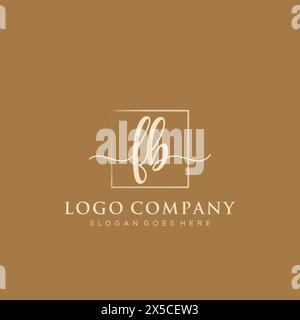 FB Initial handwriting logo with rectangle Stock Vector