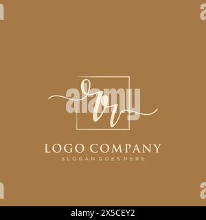 RR Initial handwriting logo with rectangle Stock Vector