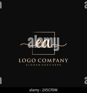 EA Initial handwriting logo with rectangle Stock Vector