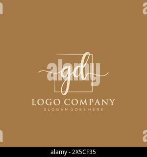 GD Initial handwriting logo with rectangle Stock Vector