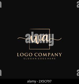 WA Initial handwriting logo with rectangle Stock Vector