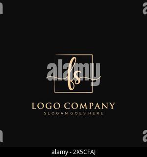 FS Initial handwriting logo with rectangle Stock Vector