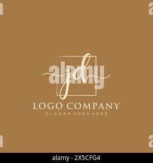 JD Initial handwriting logo with rectangle Stock Vector