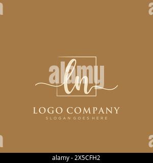 LN Initial handwriting logo with rectangle Stock Vector