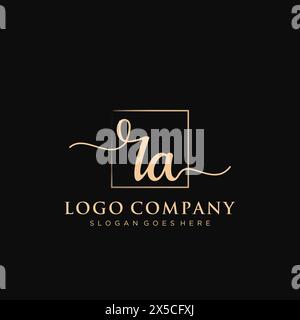 RA Initial handwriting logo with rectangle Stock Vector