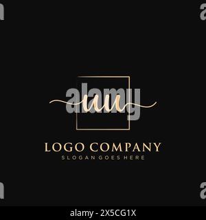 UU Initial handwriting logo with rectangle Stock Vector