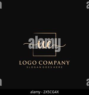UE Initial handwriting logo with rectangle Stock Vector