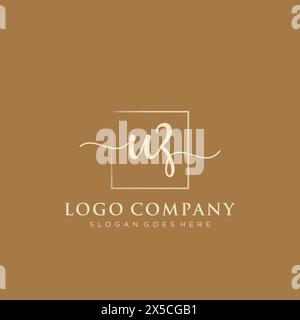 UZ Initial handwriting logo with rectangle Stock Vector
