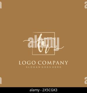 TR Initial handwriting logo with rectangle Stock Vector