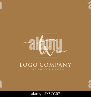 TX Initial handwriting logo with rectangle Stock Vector